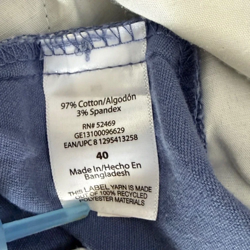 George Mens Light Blue Grey Flat Front Chino Shorts Size 40 Casual Twill Summer